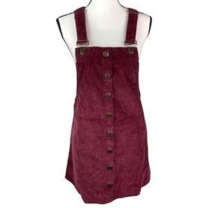 Rue21 Women's Size M Burgundy Overall Corduroy Dress